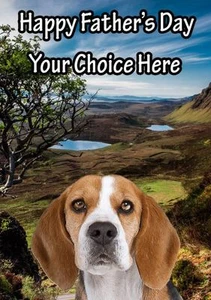 Beagle Dog Fathers Day Personalised Greeting Card pidfd19 Dad Daddy - Picture 1 of 1