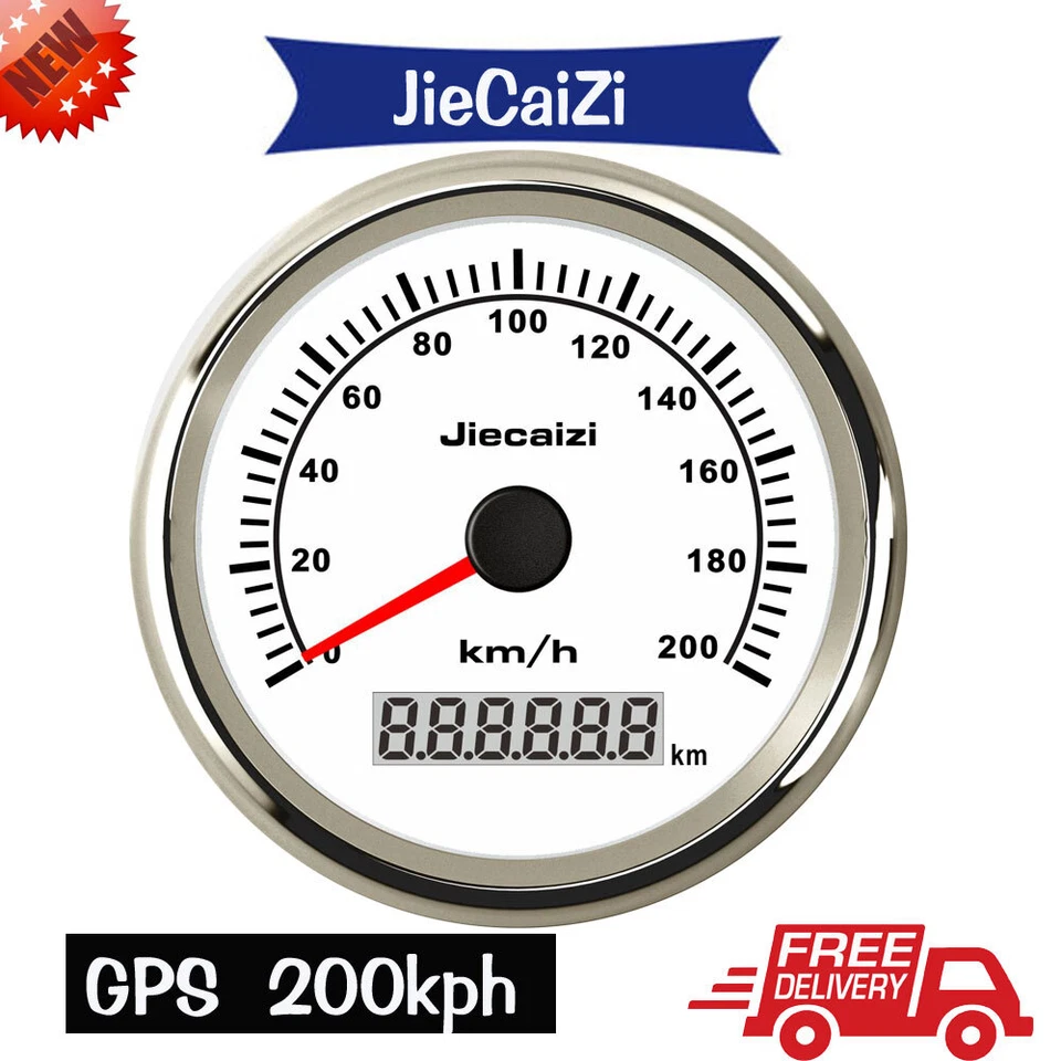 85mm White GPS Speedometer Gauge 0-200km/h Odo Auto Marine Motorcycle Waterproof - Image 1 of 4