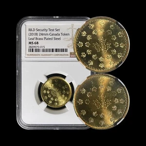 CANADA. 2018, Token - NGC MS68 - Security Test, Maple Leaf, Brass, RARE - Picture 1 of 5