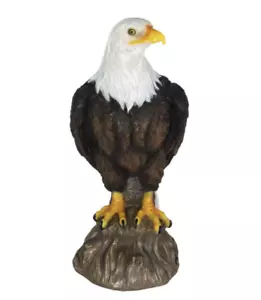 Exhart Bald Eagle On Log Statue Lawn Garden Patio Sculpture Art Decor Bird Home - Picture 1 of 4