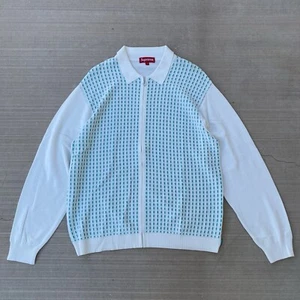 Supreme Dashes Zip Up Knit Polo White 2018 - Picture 1 of 4