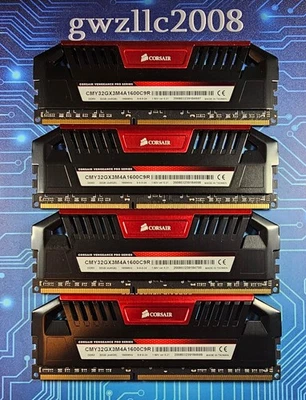 32GB (4x8GB) PC3-12800u DDR3-1600MHz 2Rx8 Non-ECC Corsair CMY32GX3M4A1600C9R - Image 1 of 2