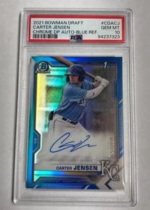 Carter Jensen 2021 Bowman Draft 1° Chrome Prospect Auto Blu /150 PSA 10 Royals - Foto 1 di 2