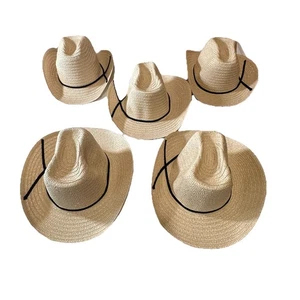 STROH WESTERNHÜTE Cowboy Cowgirl breite Krempe mit Kinnriemen - 5 Stück - Neu - Bild 1 von 7