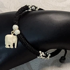 Vintage 90's Rope African Style Elephant Charm Bracelet - Picture 1 of 16