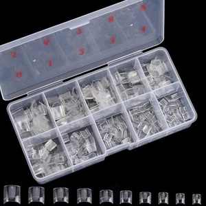 Square Nail Tips Half Cover 500Pcs Clear Acrylic Nails French Short Fa - Picture 1 of 7