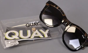 Quay Australia After Hours 50mm Square Sunglasses in Tort Black/Black Fade Lens - Picture 1 of 6