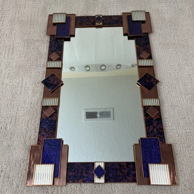 装饰马赛克几何金属框架墙镜 24x18 艺术装饰风格手卡 — 第 1/4 张图片