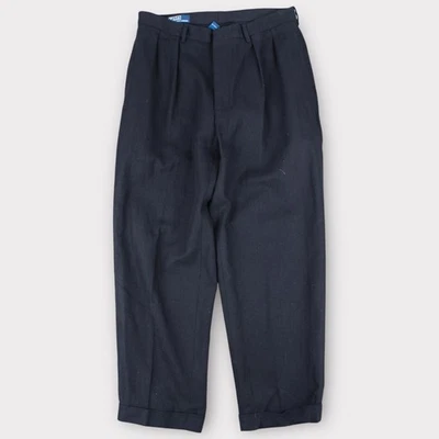 Polo by Ralph Lauren Men’s Pleated Linen Blend Dress Pants 32x29 Black Cuffed - Image 1 of 4