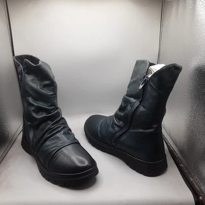 Miz Mooz Delena Bootie Women's 6.5-7W EU37W Ocean Old Burnished Ruched Leather  - Image 1 of 4