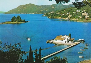 Postcard Greece Corfu Monastery of Vlacherna, Mouse Island c1970s-80s MINT - Picture 1 of 1