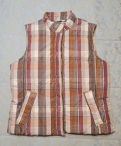 Liz Claiborne Plaid Quilted Puffer Vest Large Full Zip - Picture 1 of 8