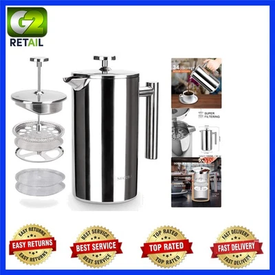 Cafetera prensa francesa de acero inoxidable 304 - 34 oz aislada y apta para lavavajillas Foto 1 de 4