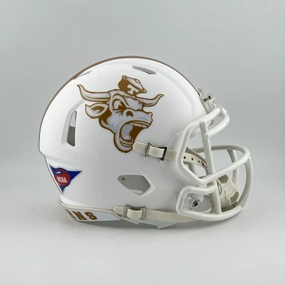 Texas Longhorns CUSTOM Concept Matte White BEVO Mini Football Helmet - Image 1 of 4