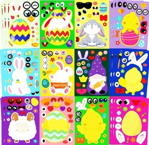 36 Sheets Easter Stickers Crafts for Kids, Make a Face Colorful - Picture 1 of 6