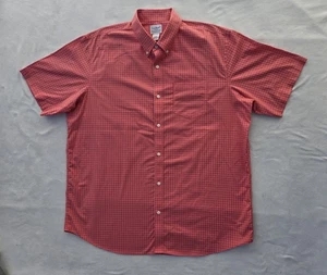 LL Bean Shirt Mens XL Red Windowpane Button Down Short Sleeve Traditional Fit - Picture 1 of 10