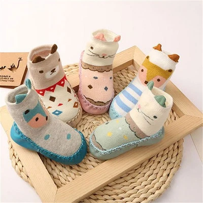 Anti-slip Warm Slippers Floor Socks Infant Baby Girl Boy Toddler Kids Crib Shoes - Image 1 of 4