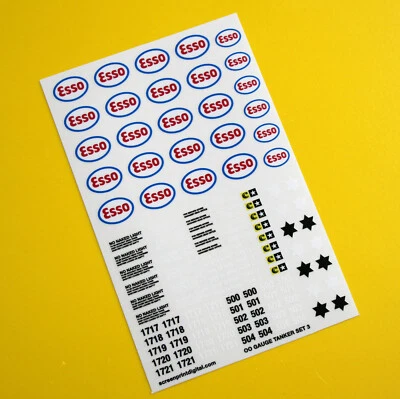 Model Rail OO Gauge Scale ESSO OIL TANKER High Detail stickers decals SET No.3 - Image 1 of 3