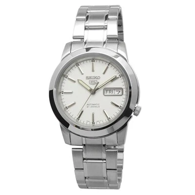 Seiko 5 Automatic White Dial Stainless Steel Case Band SNKE49K1 Men's Watch 30M - image 1 of 4