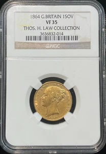 1864 Great Britain 1 Sovereign Gold Coin NGC VF 35 - Picture 1 of 2