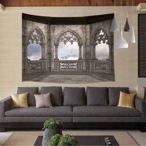 Arazzo extra large da appendere a parete arte medievale architettura palazzo nel cielo - Foto 1 di 9