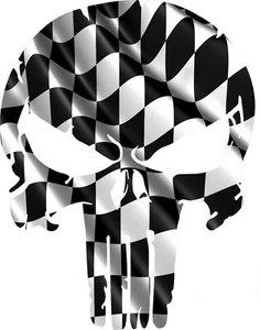 15" Helmet Graphics stickers SKULL race FLAG checkered VINYL DECAL CAR TRUCK - Picture 1 of 1