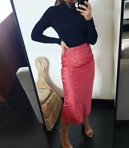 Red midi skirt with floral print - Bild 1 von 3