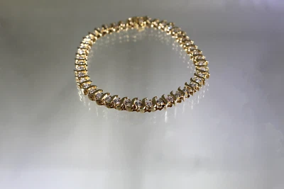 "Brazalete tenis onda S oro amarillo 14K 2,2 ctw 7"" - JG03" Foto 1 de 4