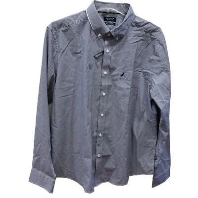 MEN'S NAUTICA FLEX Classic Fit BUTTON Blue White CHECK SHIRT Sz XXL PLAID - Image 1 of 4