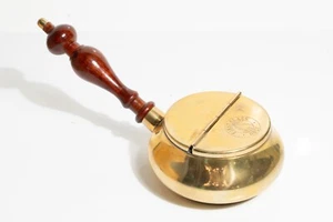 Butler Pocket Ashtray Brass with Wooden Handle First Class Only Made in India - Picture 1 of 10