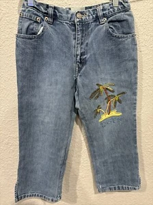 Girls Vintage Gap Capri Jeans Size 14 Stretch Waist Pockets - Picture 1 of 4