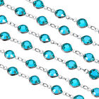 5 St&#252;cke 5 Meter Strasskette, Himmelblaue Perlenkette mit versilbertem Messing