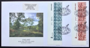 2001 4x2nd 4x1st England Pictorial Definitive Cylinder Strips on First Day Cover - Picture 1 of 2