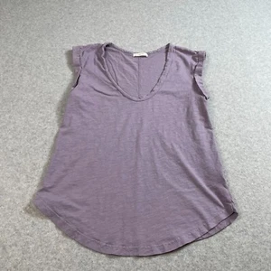 Becool Shirt Woman Large Purple V Neck Tank Made USA Curve Hem Capsule Basic - Picture 1 of 7