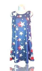 Spadehill Ladies Small Patriotic American Flag Dress Red White Blue. C-4 - Picture 1 of 7