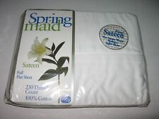 Springmaid FULL Flat WHITE 100% COTTON Sheet NEW in Package 81"x96" USA 230  T/C