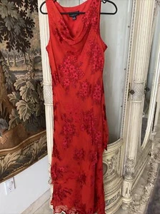 Spencer Jeremy 100% Silk Red Long Dress - Sz 12 Sleeveless,cowl neck,Pristine. - Picture 1 of 8