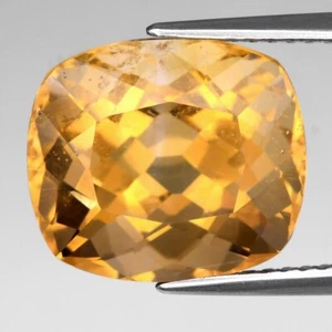 💎 7.28ct 12.5x11mm Cushion Natural Yellow Citrine - Stunning, Africa Gem - Picture 1 of 4