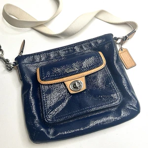 Borsa Coach Park Swingpack borsa a tracolla in pelle ciottolata blu zip chiusura girevole - Foto 1 di 13