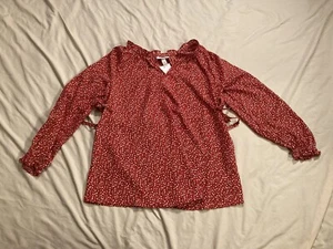 Isabel By Ingrid + Isabel Maternity Women XS Red Floral Dress Top W/ Tie Strings - Picture 1 of 8