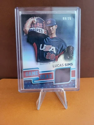 2015 Panini Stars and Stripes Game Gear Longevity /25 Lucas Sims #64 - Image 1 of 2