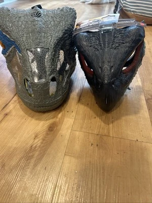 Lote de máscaras Therizosaurus 2017 Jurassic World Chomp N Roar Velociraptor probado Foto 1 de 4
