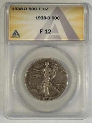 1938-D Walking Liberty Half Dollar ANACS F 12 - Image 1 of 2