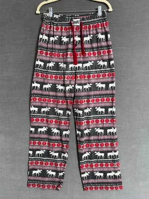 Lazy One M Red Gray Moose Holiday Christmas Family Pajamas PJs Sleep Fair Isle - Image 1 of 4