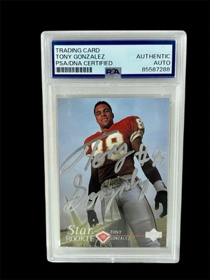 1997 UPPER DECK TONY GONZALEZ SIGNED ROOKIE CARD RC AUTOGRAPH PSA COA #9 - Image 1 of 2