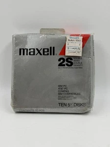 Maxell 2S Double Sided Double Density 5 1/4" Floppy Disks 10 Pack NEW Sealed - Afbeelding 1 van 6
