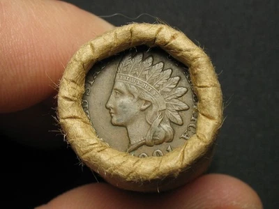🔥 HALF ROLL 25 COIN SHOTGUN PENNY INDIAN HEAD CENTS UNC. AU+ 1900-1909 LOT 1 - Image 1 of 4