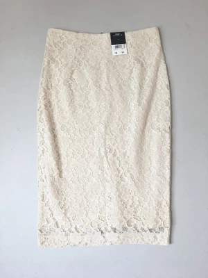 F&F pencil skirt size 10 cream liner&zip floral lace - Image 1 of 4