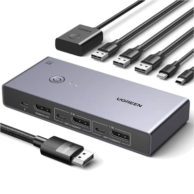 Displayport KVM Switch 8K@60Hz USB 3.0 4 Ports für Mehrfachgeräte, mit Kabeln - Bild 1 von 4