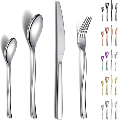 Set Di Posate 24 Pezzi, Robusto Set Di Posate in Acciaio Inossidabile Antiruggin - Immagine 1 di 4